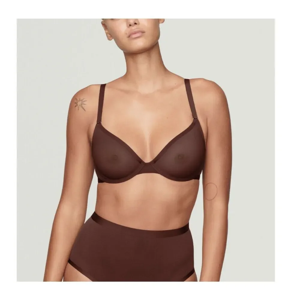 NWT Cuup 38G (4D) The Plunge Mesh espresso brown bra - Picture 1 of 14
